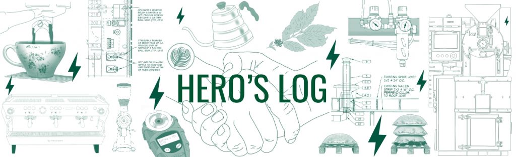 Hero’s Log blog illustration by Coffee Heroes Solutions – tools, tips, and visuals from coffee bars and roasting experiences