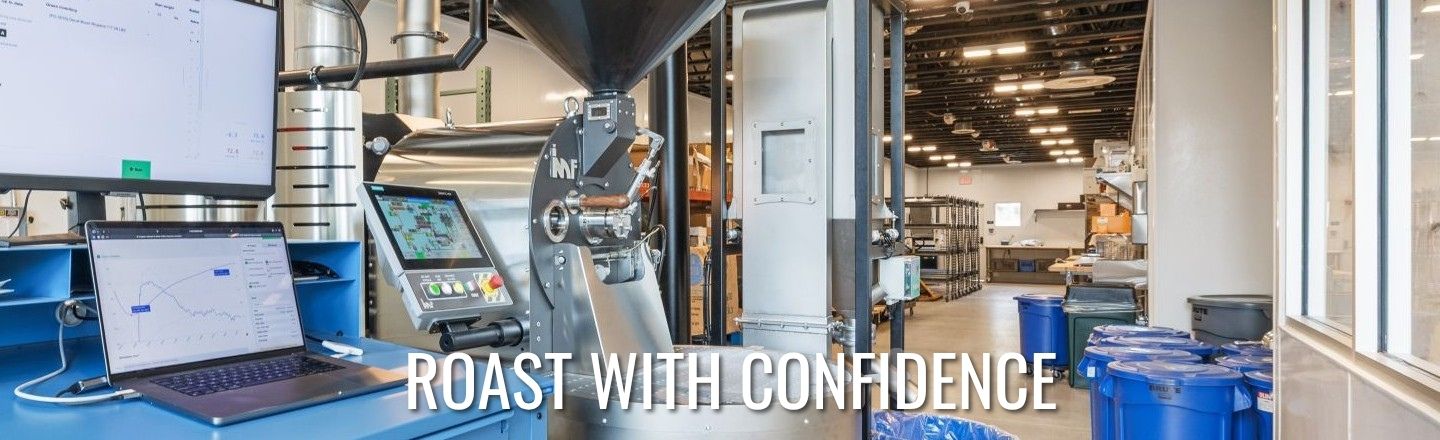 IMF coffee roaster with roast profiling software and production monitoring tools.