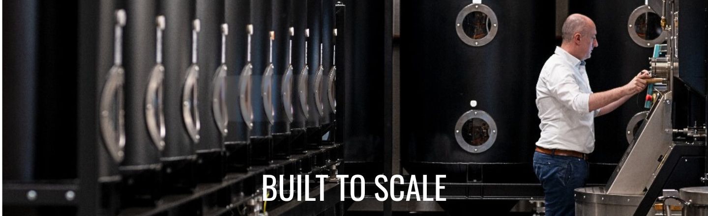Industrial IMF coffee roasting installation designed for high-volume production.